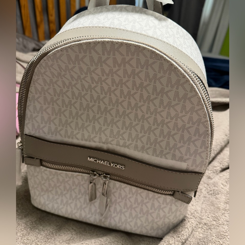 Michael Kors Grey and white Monogram Backpack